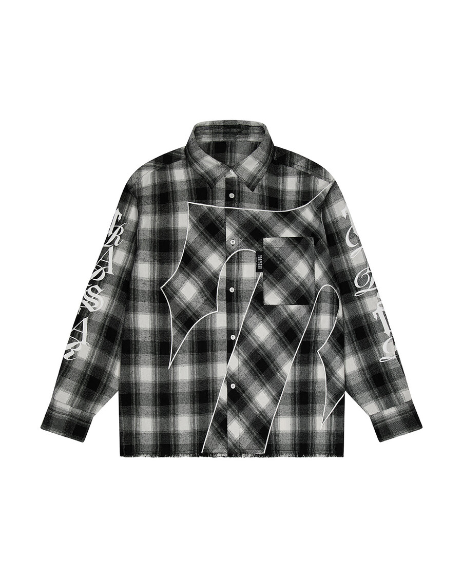 chemise en flanelle à inscription - noire