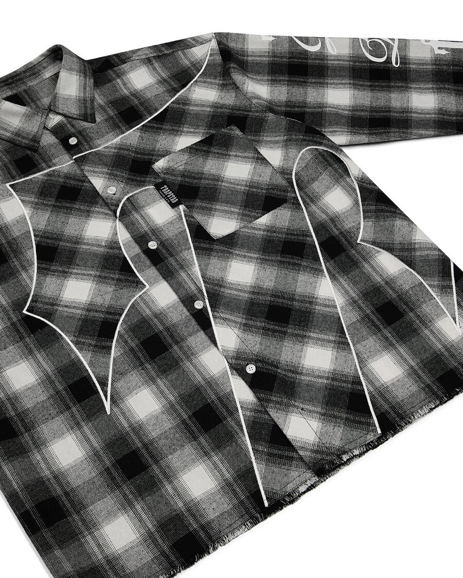 chemise en flanelle à inscription - noire