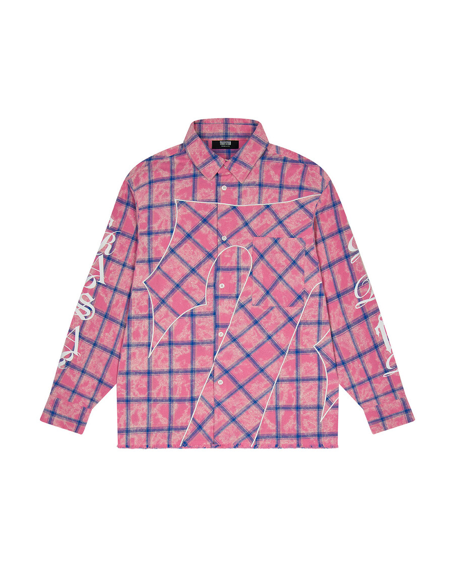 chemise en flanelle à inscription - rose