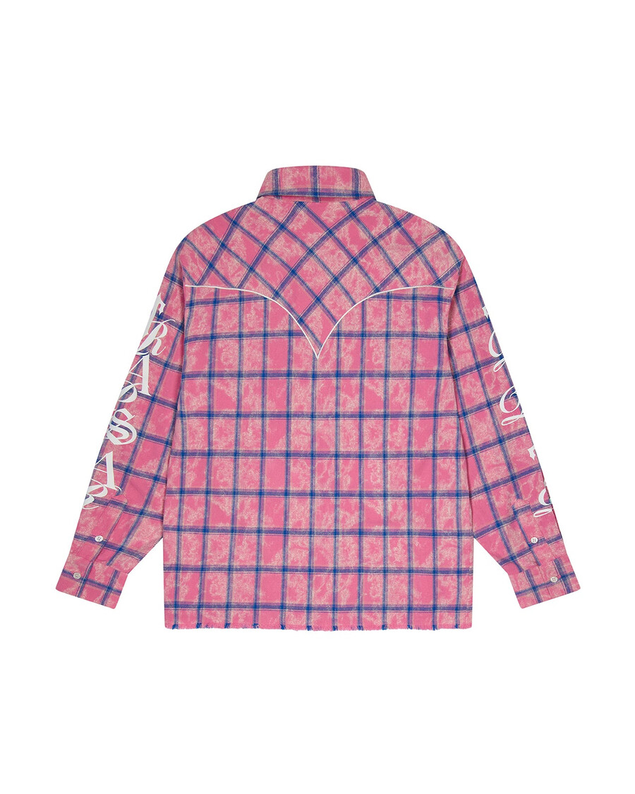 chemise en flanelle à inscription - rose