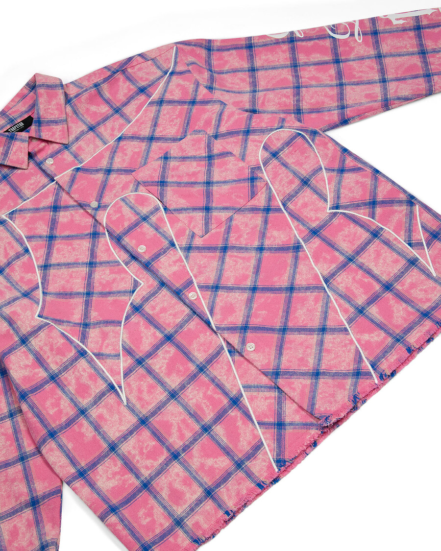 chemise en flanelle à inscription - rose
