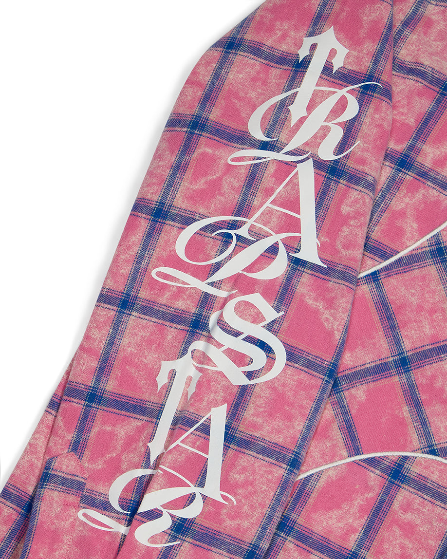 chemise en flanelle à inscription - rose