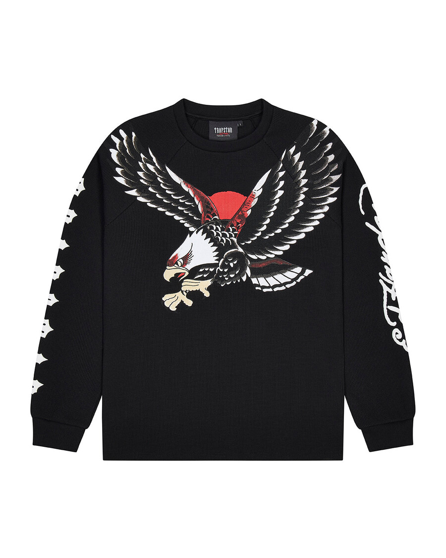 haut à manches longues trapstar x ed hardy waffle - noir