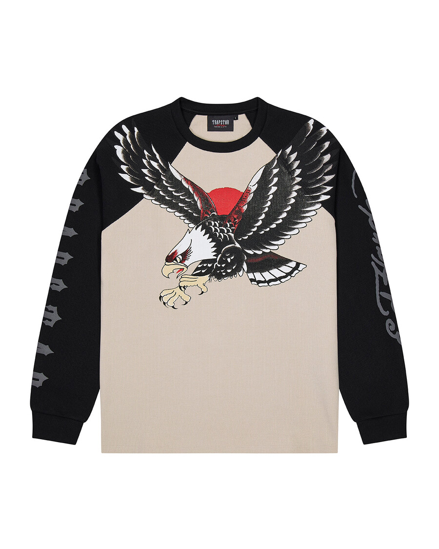 haut à manches longues trapstar x ed hardy waffle - naturelnoir