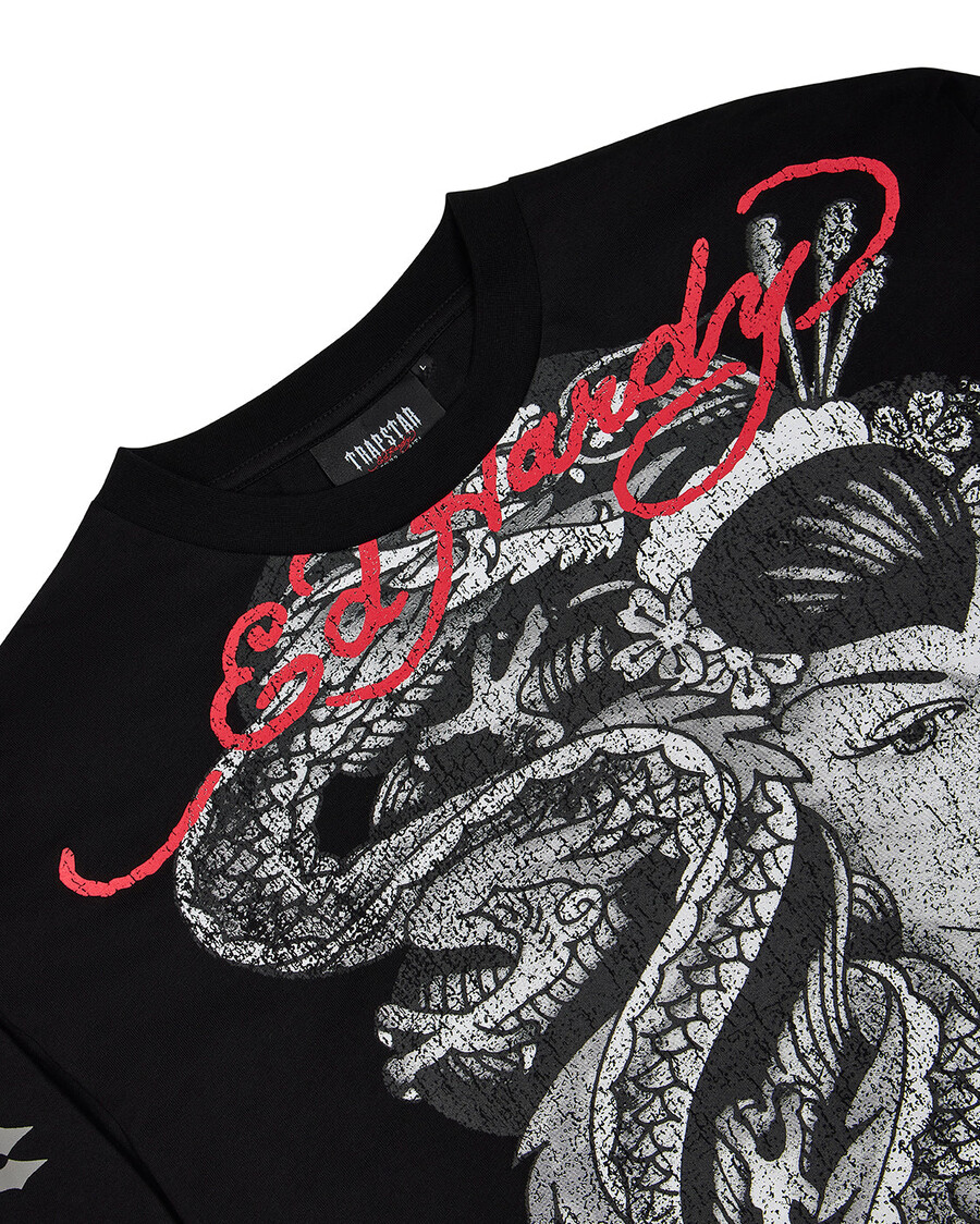 t-shirt manches longues trapstar x ed hardy medusa - noir délavécamouflage