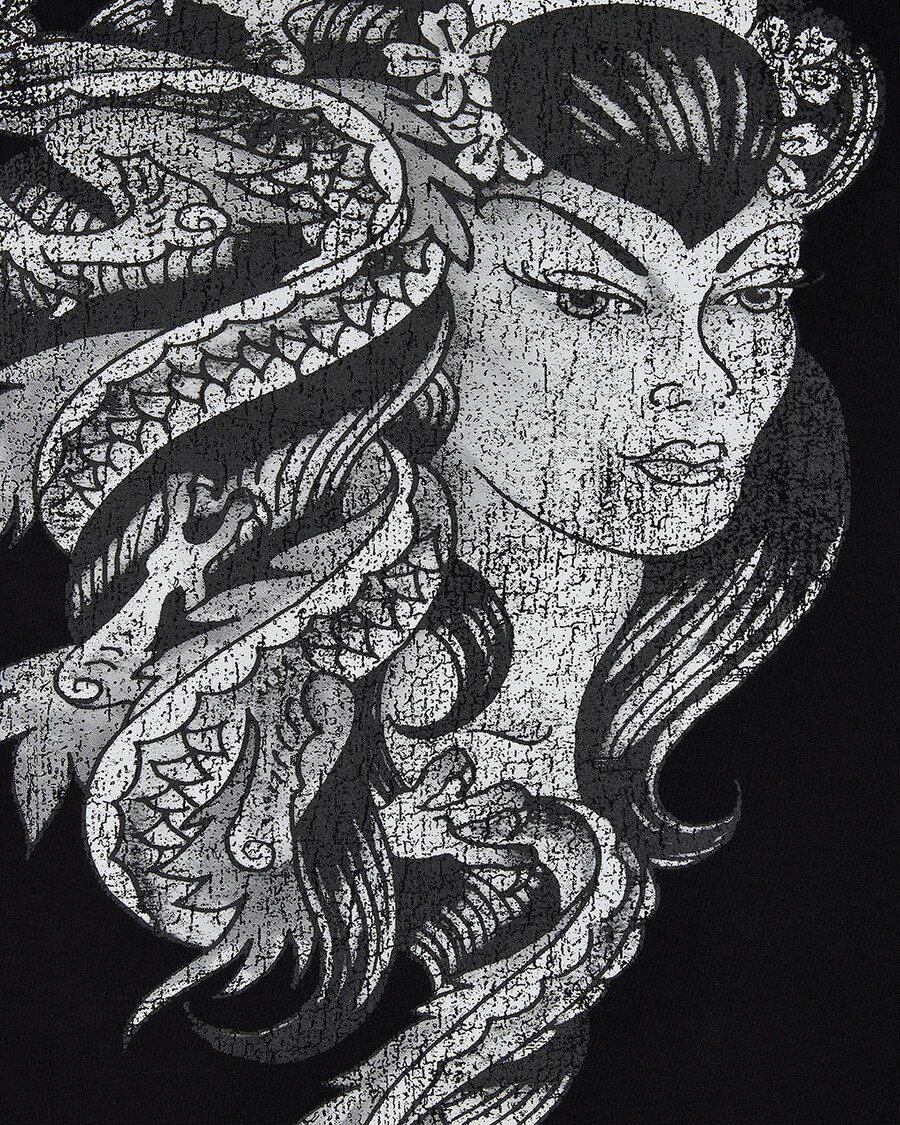 t-shirt manches longues trapstar x ed hardy medusa - noir délavécamouflage