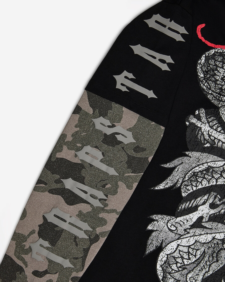 t-shirt manches longues trapstar x ed hardy medusa - noir délavécamouflage