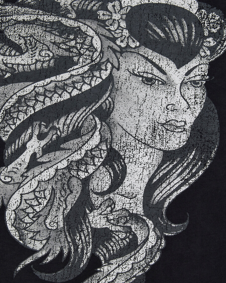 t-shirt manches longues trapstar x ed hardy medusa - noirblanc