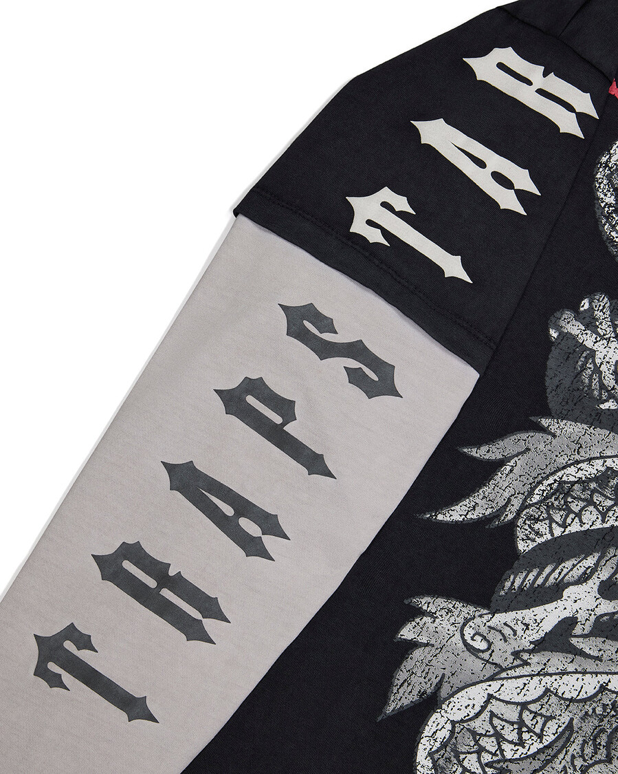 t-shirt manches longues trapstar x ed hardy medusa - noirblanc