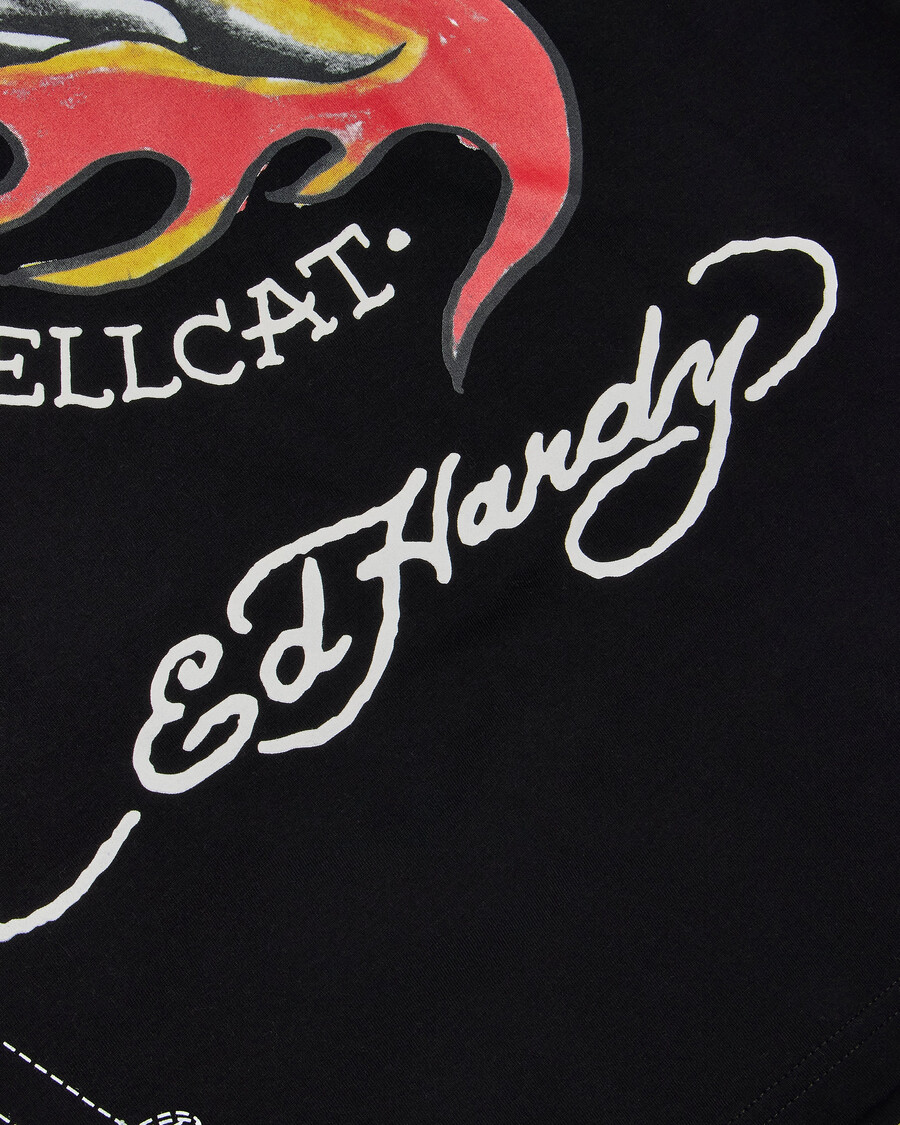 t-shirt trapstar x ed hardy hell cat - noir
