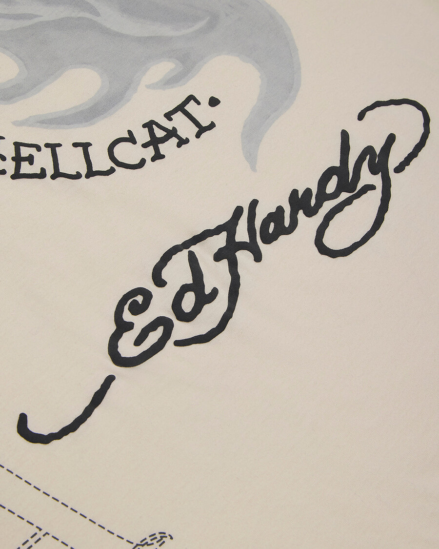 t-shirt trapstar x ed hardy hell cat - naturel