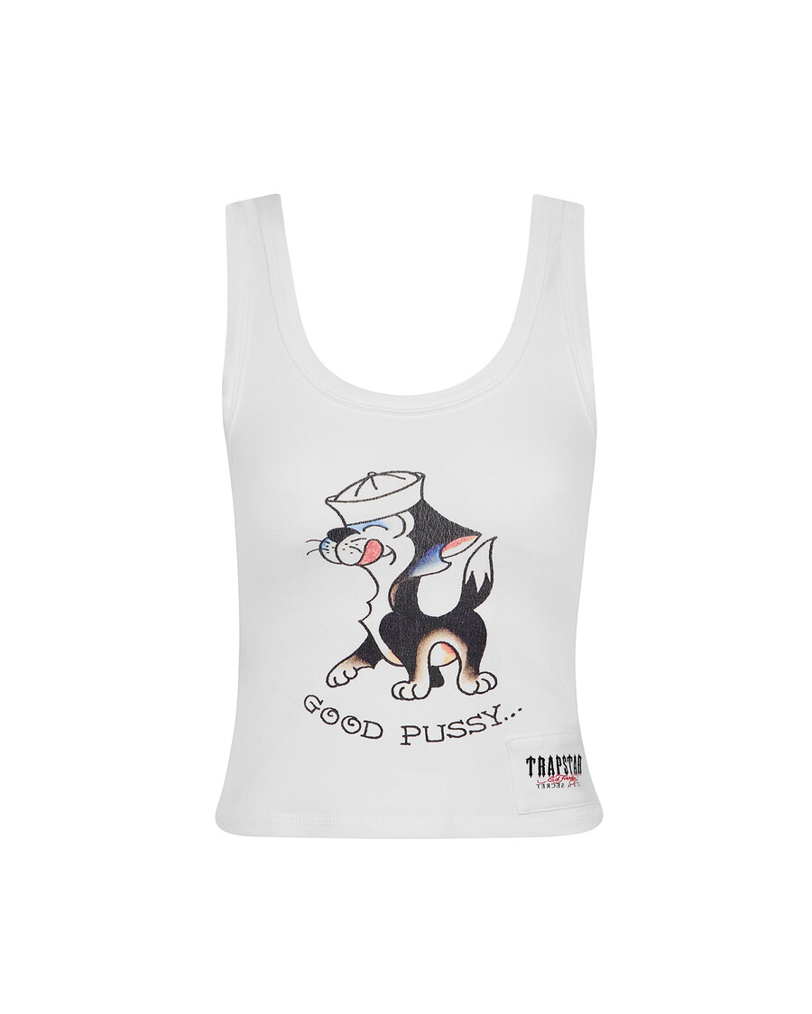 débardeur trapstar x ed hardy good pussy pour femme - blanc