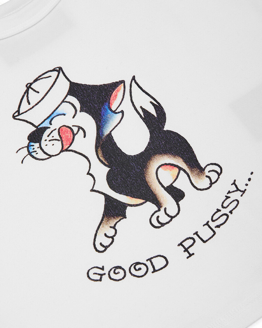 débardeur trapstar x ed hardy good pussy pour femme - blanc