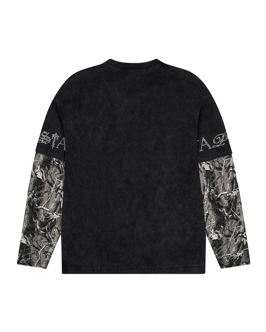 t-shirt manches longues samurai diamanté - noir