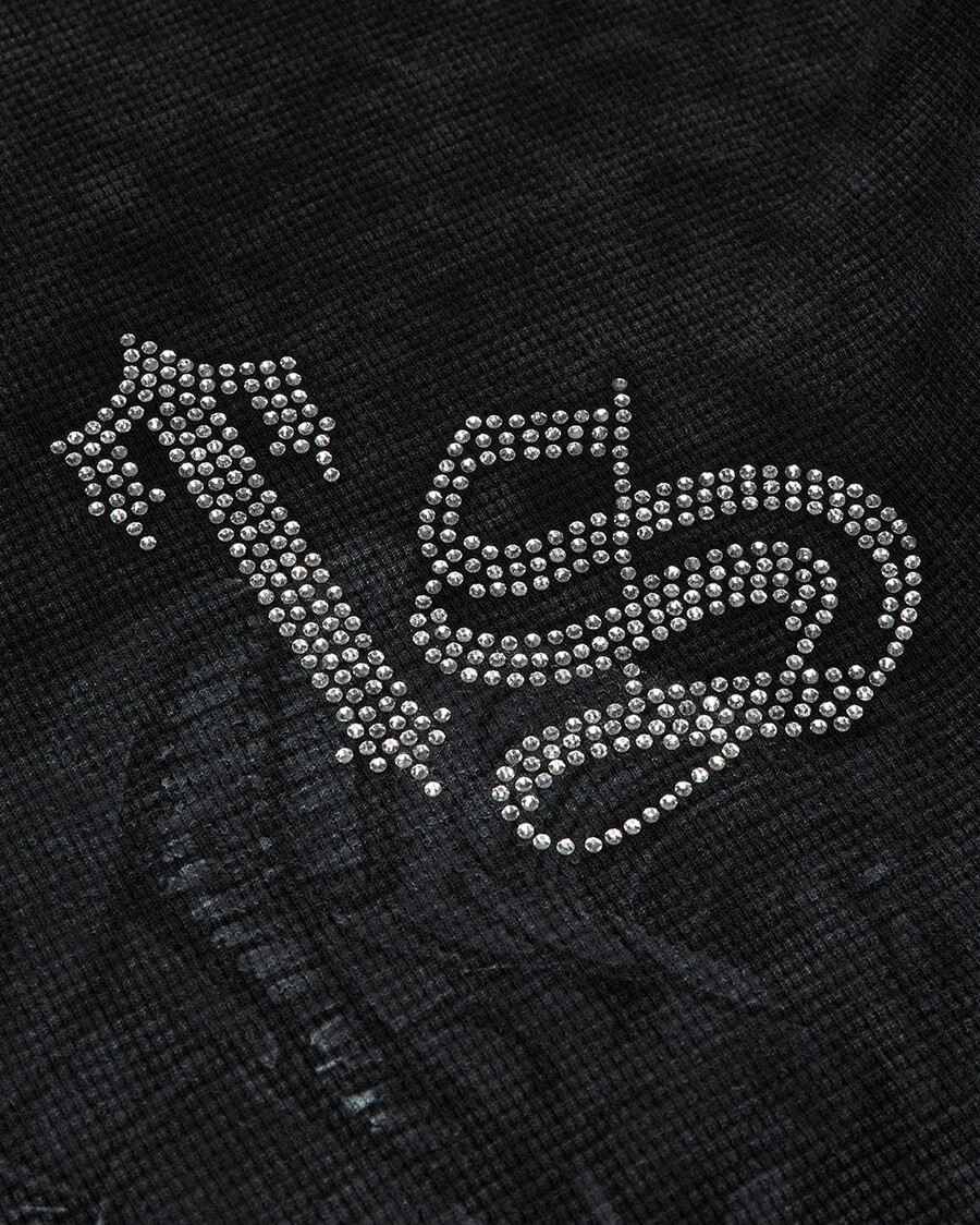 t-shirt manches longues samurai diamanté - noir