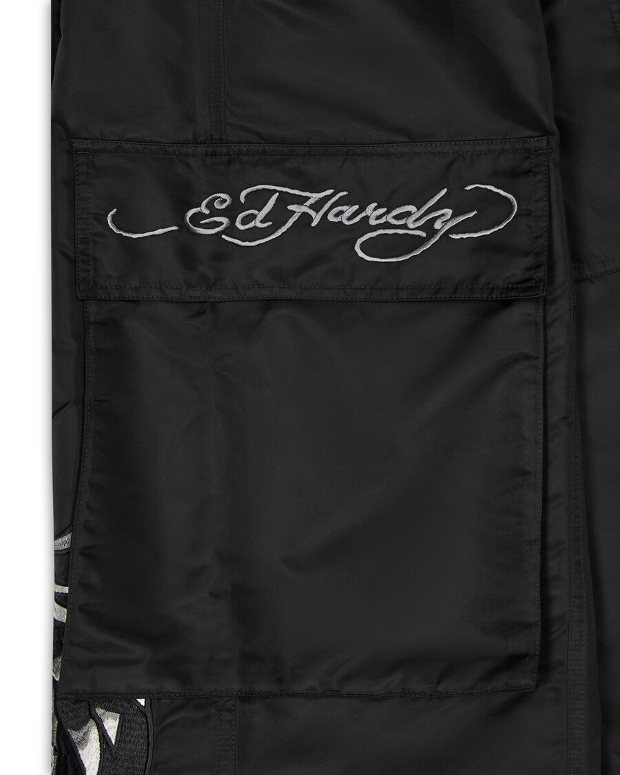 pantalon cargo trapstar x ed hardy hell cat - noir