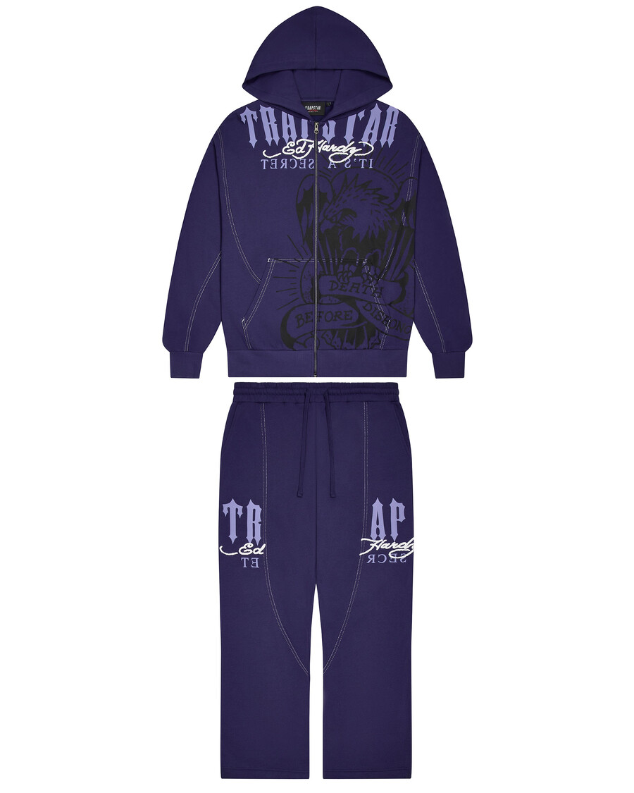 pantalon de jogging trapstar x ed hardy dbd - bleu marine