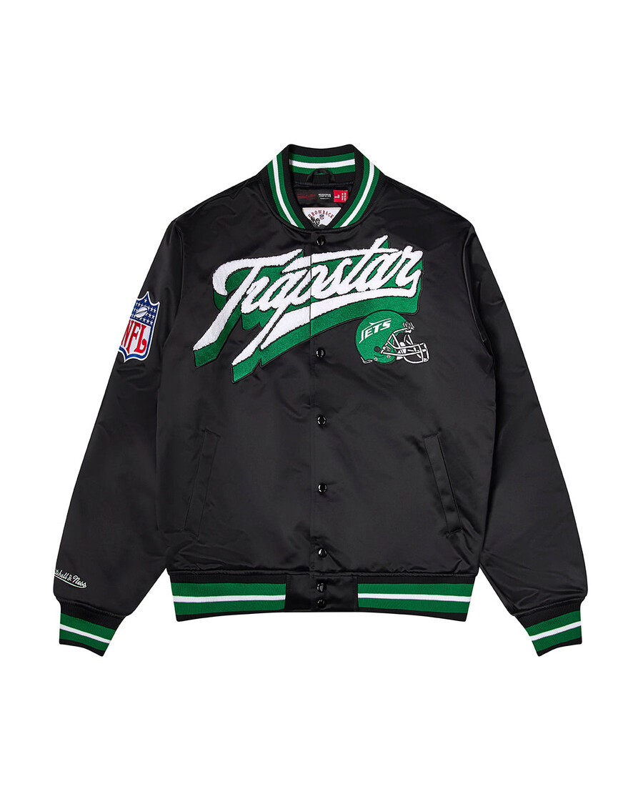 bomber en satin trapstar x nfl jets - noir
