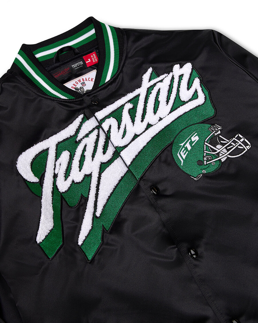 bomber en satin trapstar x nfl jets - noir