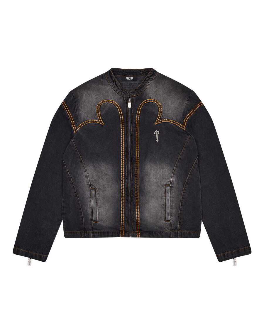 veste en jean irongate à empiècements en t - noir délavé*