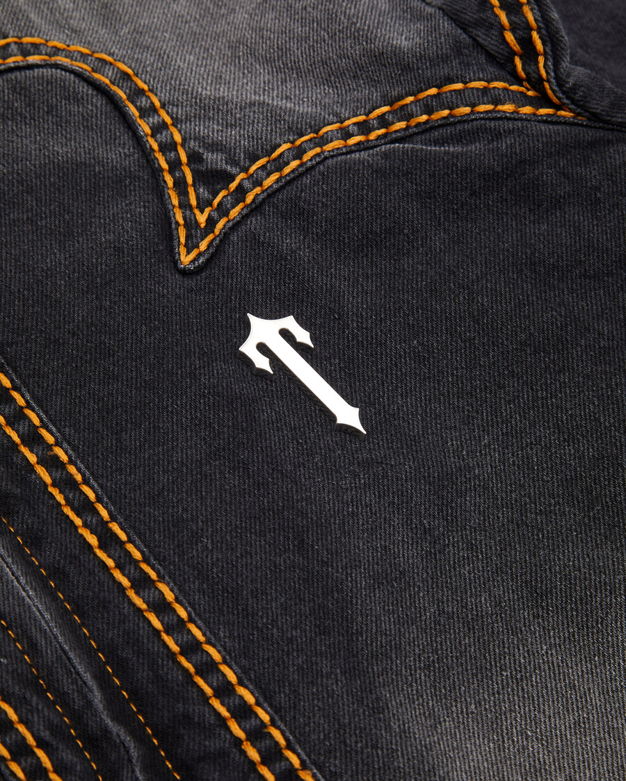 veste en jean irongate à empiècements en t - noir délavé*